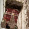 Decorator's Warehouse 20” Plaid Deer Stocking with Faux Fur Cuff > Christmas Textiles|Farmhouse