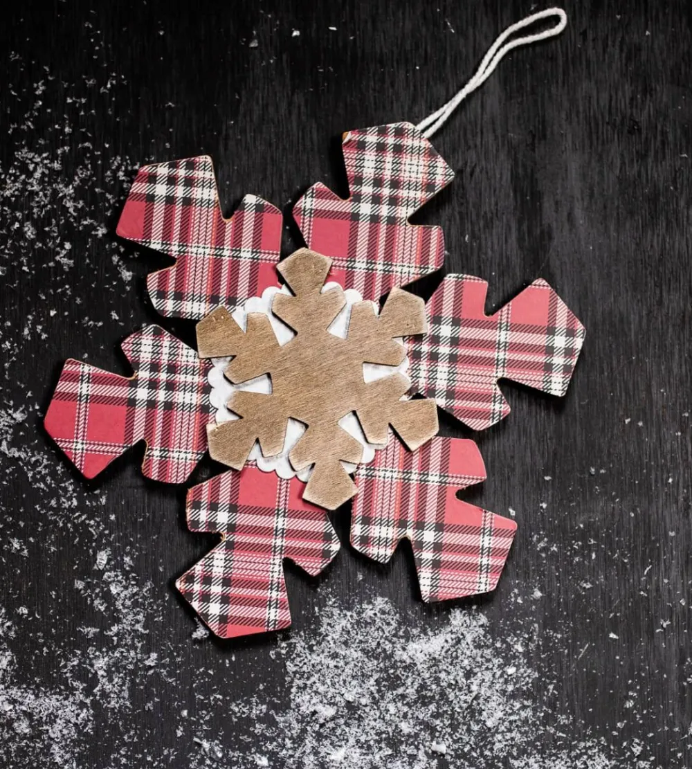 Decorator's Warehouse Plaid Snowflakes Christmas Ornaments > Christmas Sale|Christmas Decor
