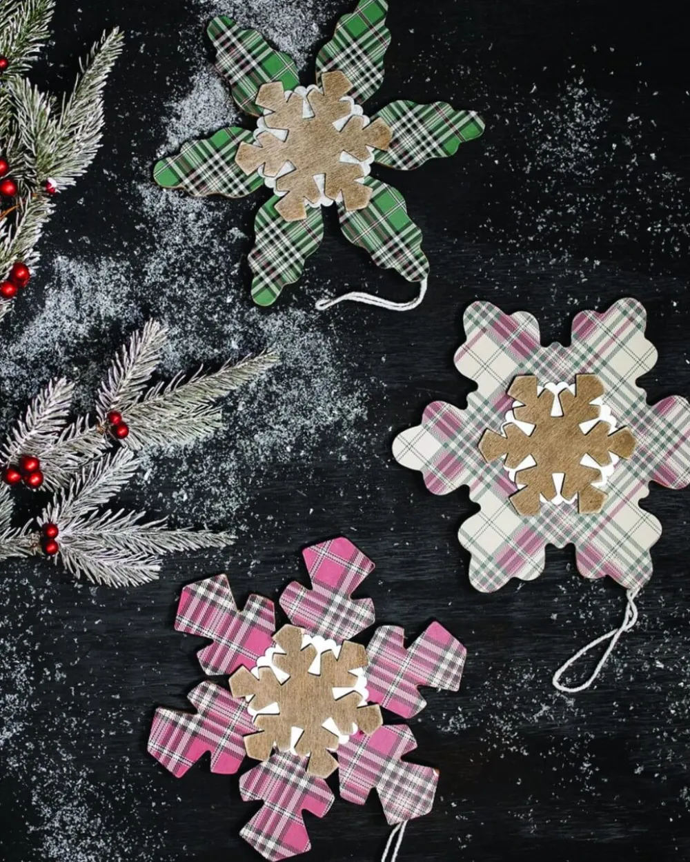 Decorator's Warehouse Plaid Snowflakes Christmas Ornaments > Christmas Sale|Christmas Decor