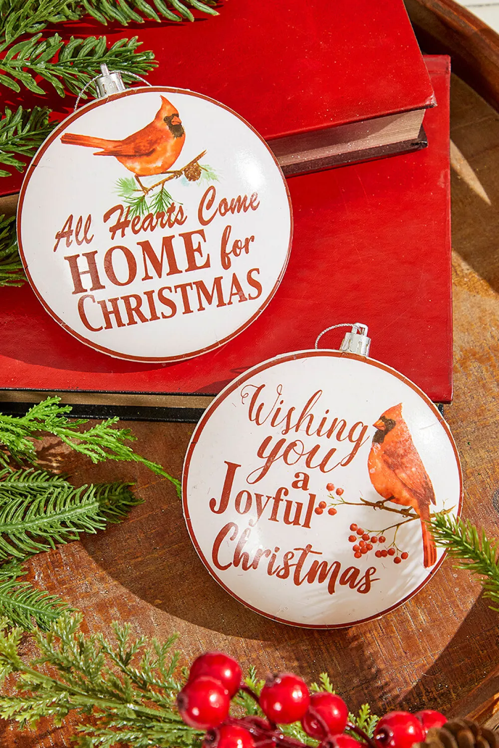 Decorator's Warehouse 5" Plastic Cardinal Sentiment Disc Ornament > Christmas Ornaments|Cardinal