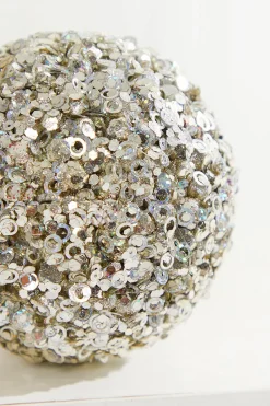 Decorator's Warehouse 4.5" Platinum Glamour Sequin Ball Ornament > Christmas Decor|Retro Brites