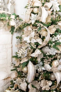 Decorator's Warehouse 6” Platinum Glittered Net Ball Ornament > Christmas Decor|Jewel Tones