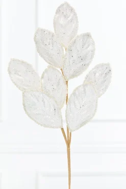 Decorator's Warehouse 27" Platinum Glitter Leaf Spray > Sugar & Spice|Christmas Sprays