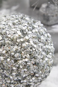 Decorator's Warehouse 5” Platinum Sequins & Jewels Ball Ornament > Christmas Ornaments|White Christmas
