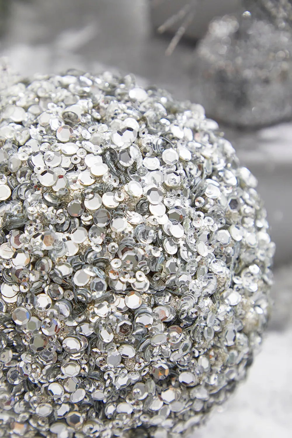 Decorator's Warehouse 5” Platinum Sequins & Jewels Ball Ornament > Christmas Ornaments|White Christmas
