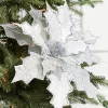 Decorator's Warehouse 21" Platinum Velvet Sheer Sequin Poinsettia > White Christmas|Christmas Decor