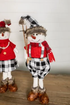 Decorator's Warehouse 25” Plush Snowman Figurine with Buffalo Check Pants > Christmas Accents|Christmas Decor