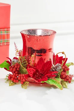 Decorator's Warehouse 6" Poinsettia & Pine Centerpiece > Christmas Sale|Christmas Decor