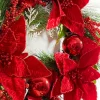 Decorator's Warehouse 22” Poinsettia With Pine Wreath > Christmas Decor|All Wreaths