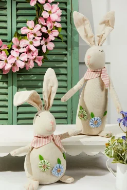 Decorator's Warehouse 12" Polyester Bunny With Flowers - Set of 2 > Easter Decor|Easter Decor