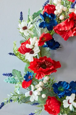 Decorator's Warehouse 22" Poppy Berry Wreath > All Wreaths|Patriotic Decor