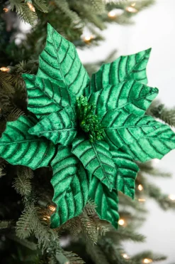 Decorator's Warehouse 22” Pressed Poinsettia Stem - Green > Nutcracker|Christmas Flowers