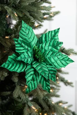 Decorator's Warehouse 22” Pressed Poinsettia Stem - Green > Nutcracker|Christmas Flowers