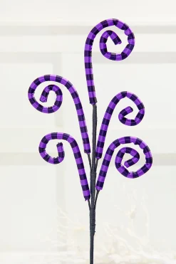 Decorator's Warehouse 26" Purple and Black Striped Curly Spray > Halloween|Halloween