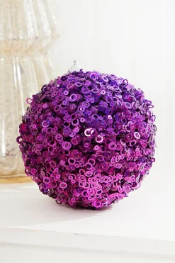 Decorator's Warehouse 4.5" Purple Glamour Sequin Ball Ornament > Retro Brites|Christmas Decor