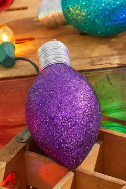 Decorator's Warehouse 7" Purple Glitter Light Bulb Ornament > Christmas Ornaments|Christmas Decor