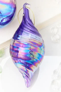 Decorator's Warehouse 4" - 6" Purple Iridescent Blown Glass Ornament > Retro Brites|Merry & Bright