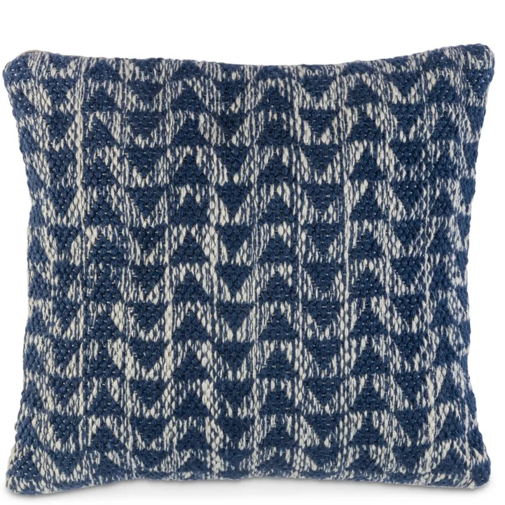 Decorator's Warehouse 18" Recycled Polyester, Blue And Ivory Pattern Pillow with Polyester Fill > Christmas Decor|Patriotic Decor
