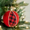 Decorator's Warehouse 4” Red and Black Buffalo Check Ball Christmas Ornaments > Christmas Ornaments|Farmhouse