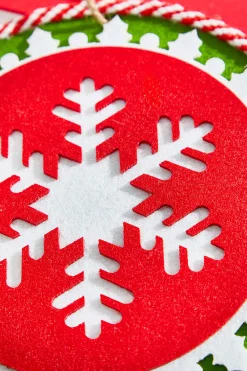 Decorator's Warehouse 8" Red and White and Green Snowflake Ornament > Christmas Ornaments|Storyville