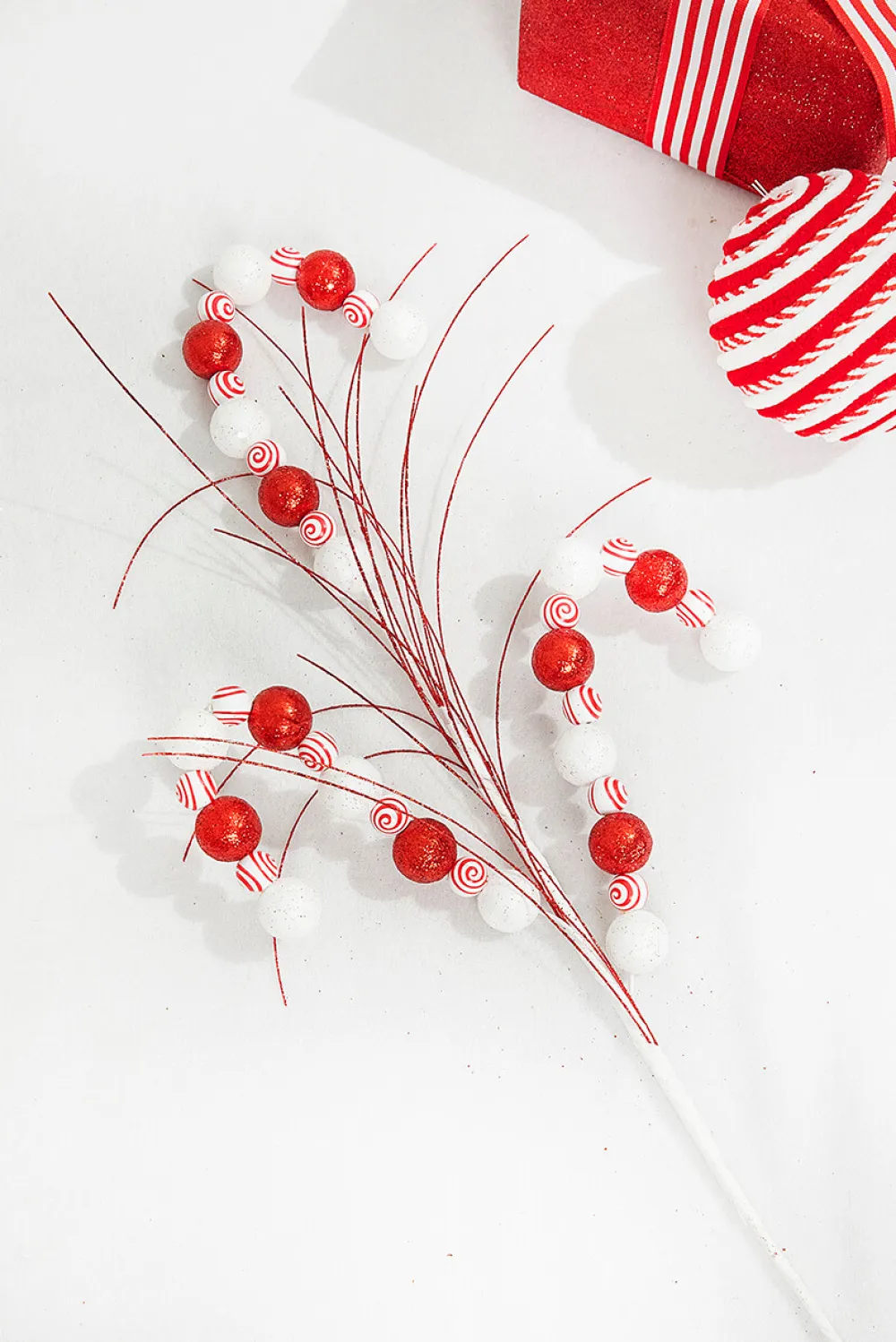 Decorator's Warehouse 25" Red and White Ball Peppermint Spray > Christmas Decor|Christmas Sprays