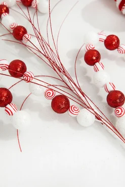 Decorator's Warehouse 25" Red and White Ball Peppermint Spray > Christmas Decor|Christmas Sprays