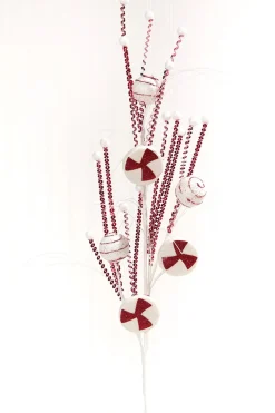 Decorator's Warehouse 33" Red and White Glitter Peppermint Grass Spray > Peppermint|Christmas Sale