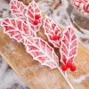 Decorator's Warehouse 24” Red and White Leaf Stem with Red Berries > Christmas Sprays|Christmas Decor