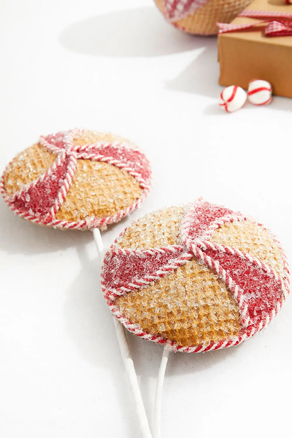 Decorator's Warehouse 24” Red and White Peppermint Stripe Waffle Spray > Christmas Decor|Christmas Sprays
