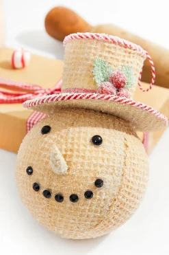 Decorator's Warehouse 6” Red and White Peppermint Stripe Waffle Snowman Ornament > Christmas Ornaments|Christmas Decor