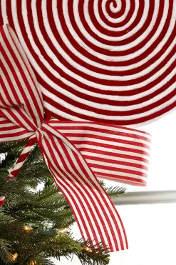 Decorator's Warehouse 33.5" Red and White Peppermint with Bow Spray > Christmas Decor|Christmas Sprays