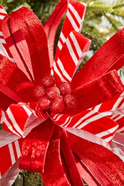 Decorator's Warehouse 22" Red and White Ribbon Flower Stem > North Pole Party|Peppermint