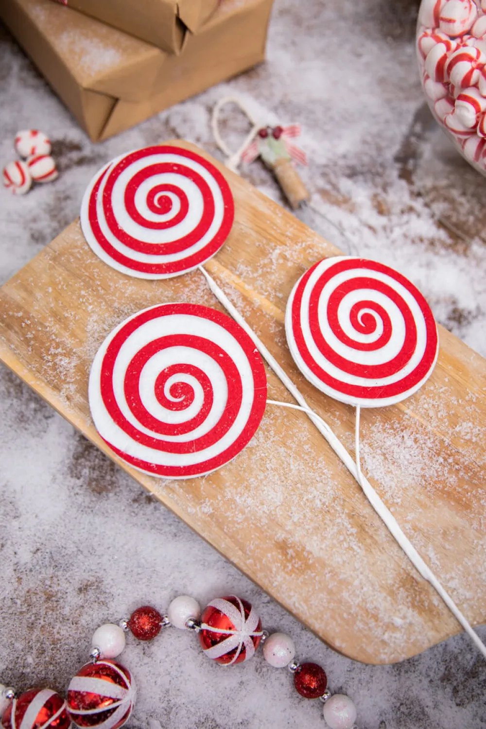 Decorator's Warehouse 20” Red and White Swirl Candy Stem > Christmas Sprays|Christmas Decor