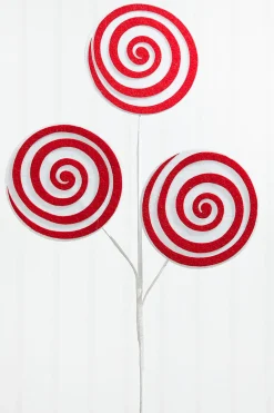 Decorator's Warehouse 20” Red and White Swirl Candy Stem > Christmas Sprays|Christmas Decor