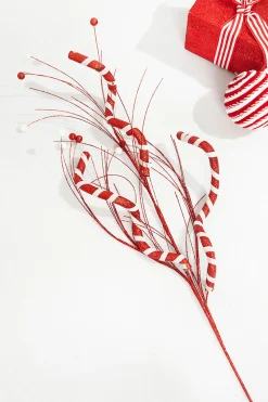 Decorator's Warehouse 34" Red and White Twist Grass Spray > Peppermint|Christmas Sale