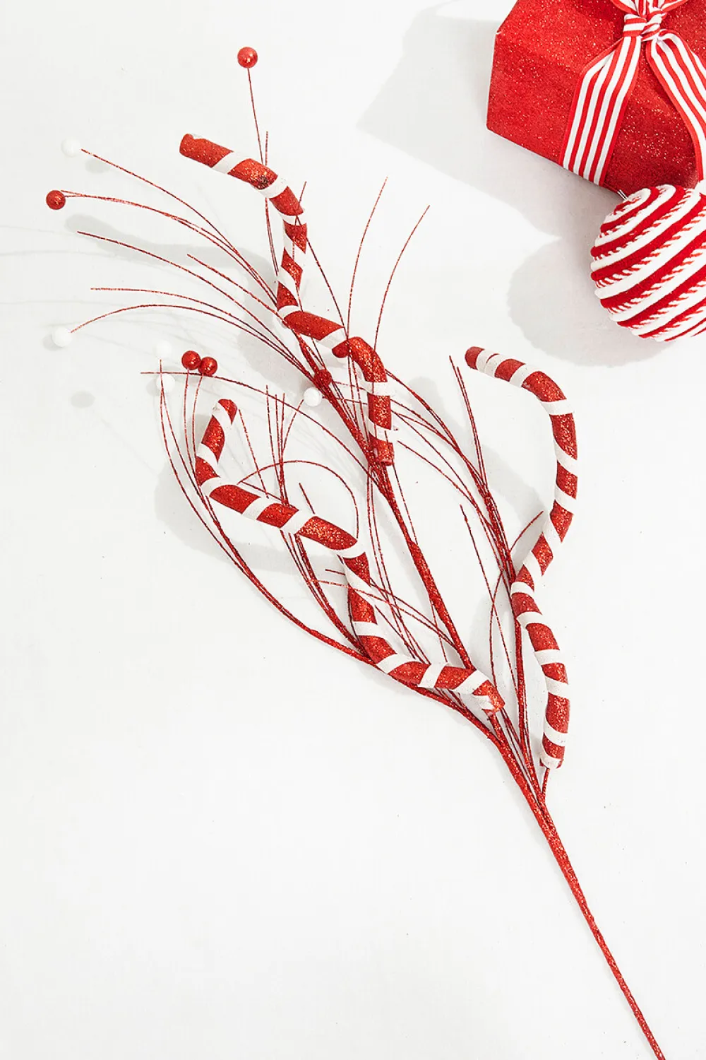Decorator's Warehouse 34" Red and White Twist Grass Spray > Peppermint|Christmas Sale