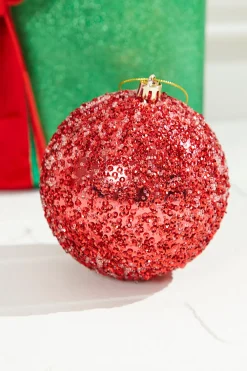 Decorator's Warehouse 4” Red Beaded Metallic Ball Ornament > Nutcracker|Christmas Decor