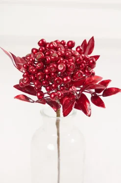 Decorator's Warehouse 14" Red Berry Bunch Metallic > Christmas Sprays|Christmas Decor