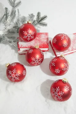 Decorator's Warehouse 5" Red Christmas Ball Ornaments - Set of 6 > Boxed Sets|Christmas Sale