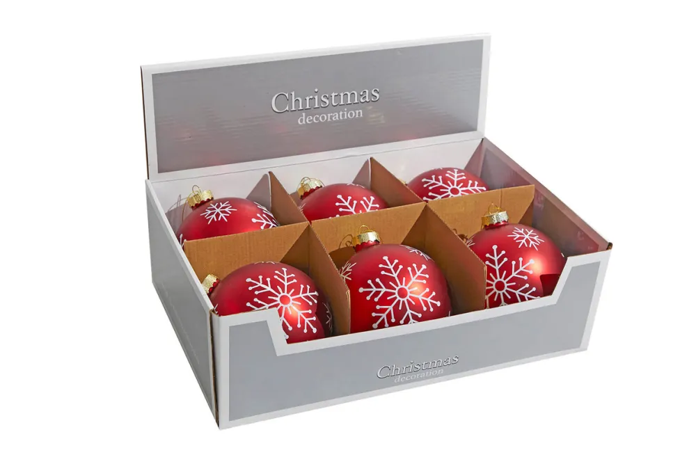 Decorator's Warehouse 5" Red Christmas Ball Ornaments - Set of 6 > Boxed Sets|Christmas Sale