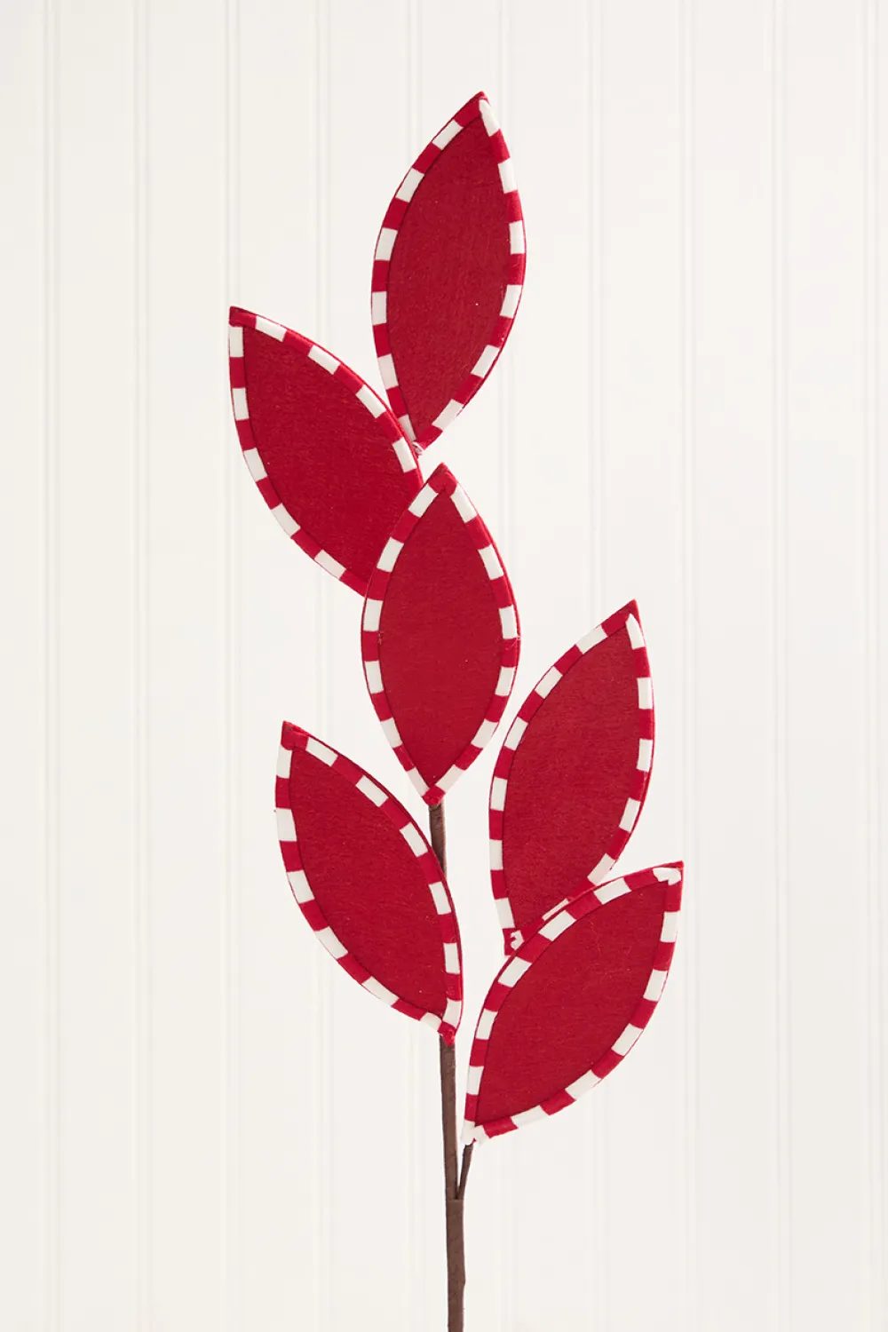 Decorator's Warehouse 25" Red Felt Leaf Spray with Peppermint Edge > Christmas Decor|Storyville