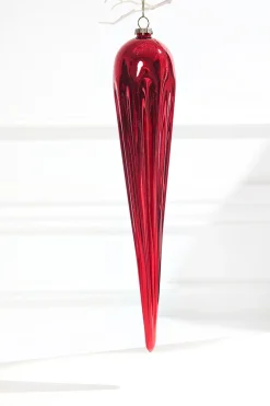 Decorator's Warehouse 13" Red Finial Glass Ornament > Red & Silver|Christmas Decor