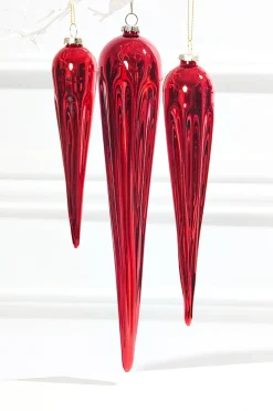 Decorator's Warehouse 9.5" Red Finial Glass Ornament > Christmas Ornaments|Glass