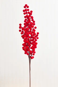 Decorator's Warehouse 33" Red Flocked Berry Spray > 2026 New Additions|Classic Christmas