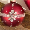 Decorator's Warehouse Red Gem Drop Glass Ornament > Red & Silver|Christmas Decor
