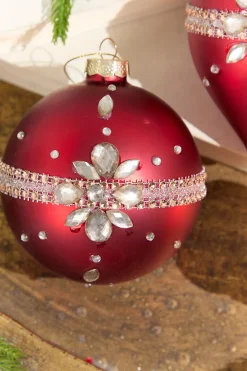 Decorator's Warehouse Red Gem Drop Glass Ornament > Red & Silver|Christmas Decor