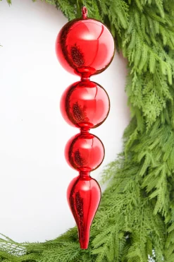 Decorator's Warehouse 19.5" Red Glass Finial Ornament > Christmas Decor|Christmas Ornaments