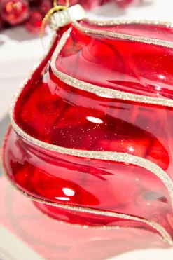Decorator's Warehouse 4" Red Glass Swirl Onion Ornament > Christmas Decor|Christmas Ornaments