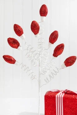 Decorator's Warehouse 20.5” Red Glitter Christmas Light Bulbs Spray > North Pole Party|Christmas Sale