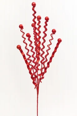Decorator's Warehouse 28" Red Glitter Curly Spray > Christmas Decor|2026 New Additions